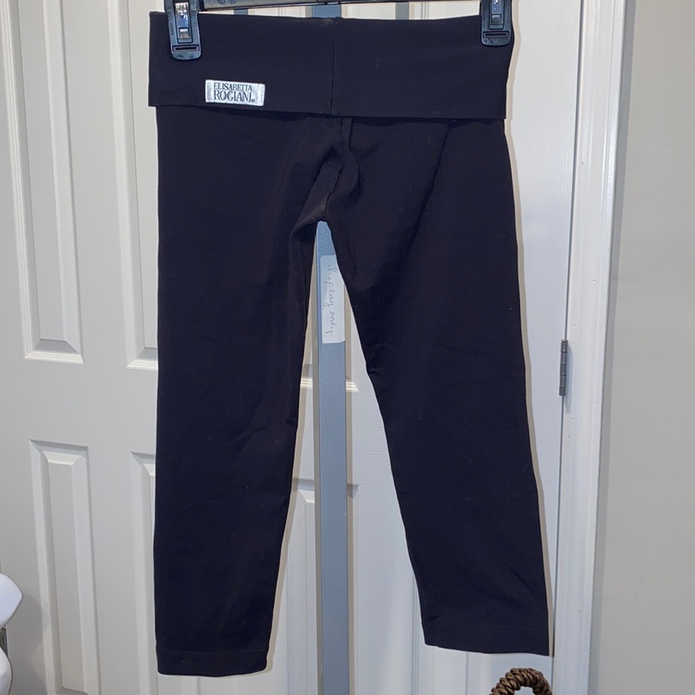 Women’s ELISABETTA ROGIANI Black Yoga capri Pants, leggings, size XSmall